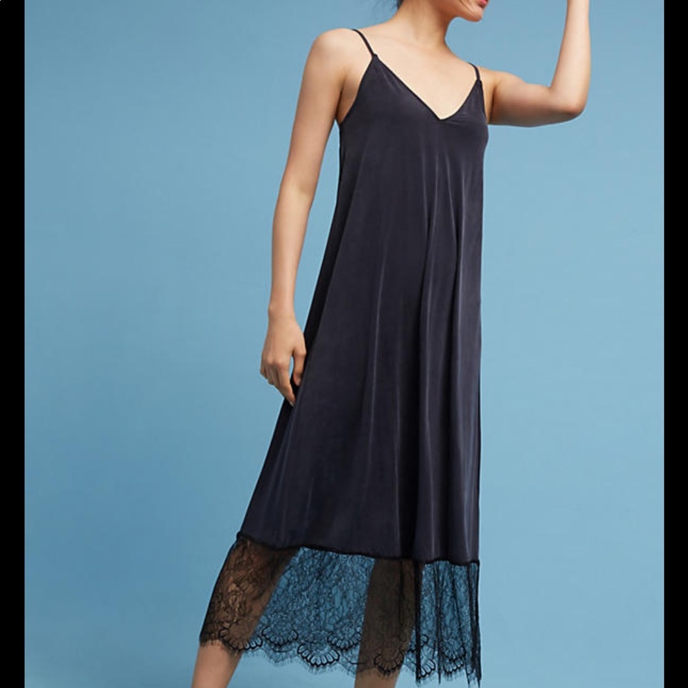 Eri + Ali lace-hemmed slip Anthropologie dress.